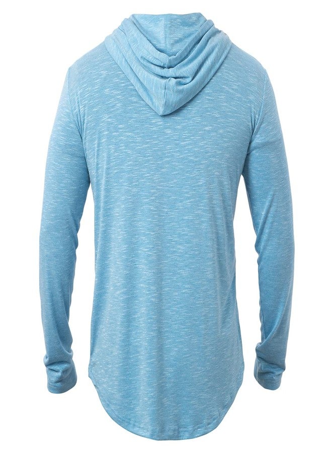 MANSDOUR Men's Athletic Hooded Shirts Long Sleeve Workout Sport Hoodie Casual Running T Shirt Quick Dry Pullover Top Lightweight Golf Shirts Fashion Solid Color Active Gym Sweatshirt Blue - Image 2